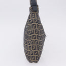 FENDI Zucchino Canvas Mamma Baguette Shoulder Bag Navy Silver Auth 198353V-5