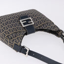 FENDI Zucchino Canvas Mamma Baguette Shoulder Bag Navy Silver Auth 198353V-7