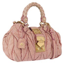 Miu Miu Matelasse Vitellolux Hand Bag Leather 2way Pink Gold Tone Auth 198354-1