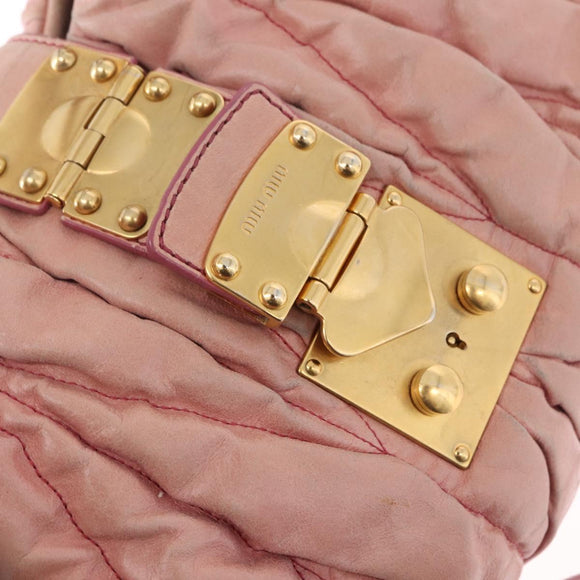 Miu Miu Matelasse Vitellolux Hand Bag Leather 2way Pink Gold Tone Auth 198354