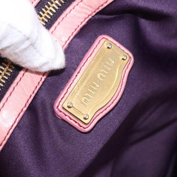 Miu Miu Matelasse Vitellolux Hand Bag Leather 2way Pink Gold Tone Auth 198354