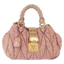 Miu Miu Matelasse Vitellolux Hand Bag Leather 2way Pink Gold Tone Auth 198354-2