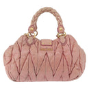 Miu Miu Matelasse Vitellolux Hand Bag Leather 2way Pink Gold Tone Auth 198354-3