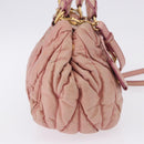 Miu Miu Matelasse Vitellolux Hand Bag Leather 2way Pink Gold Tone Auth 198354-5