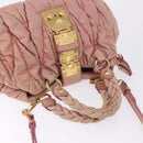 Miu Miu Matelasse Vitellolux Hand Bag Leather 2way Pink Gold Tone Auth 198354-6