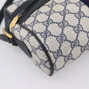 GUCCI GG Supreme Sherry Line Shoulder Bag PVC Navy Gold 120 02 004 Auth 198356-11