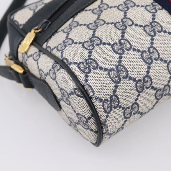 GUCCI GG Supreme Sherry Line Shoulder Bag PVC Navy Gold 120 02 004 Auth 198356