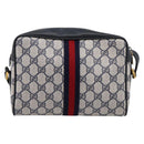GUCCI GG Supreme Sherry Line Shoulder Bag PVC Navy Gold 120 02 004 Auth 198356-3