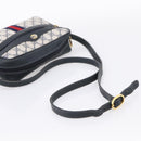 GUCCI GG Supreme Sherry Line Shoulder Bag PVC Navy Gold 120 02 004 Auth 198356-7