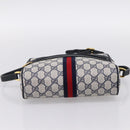 GUCCI GG Supreme Sherry Line Shoulder Bag PVC Navy Gold 120 02 004 Auth 198356-9