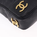 CHANEL Triple Coco Chain Shoulder Tote Bag Leather Black Gold CC Auth 198357-12