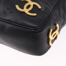 CHANEL Triple Coco Chain Shoulder Tote Bag Leather Black Gold CC Auth 198357-13