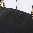 CHANEL Triple Coco Chain Shoulder Tote Bag Leather Black Gold CC Auth 198357-14