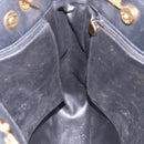 CHANEL Triple Coco Chain Shoulder Tote Bag Leather Black Gold CC Auth 198357-18