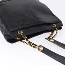 CHANEL Triple Coco Chain Shoulder Tote Bag Leather Black Gold CC Auth 198357-6