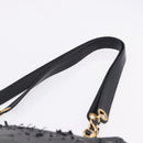 CHANEL Triple Coco Chain Shoulder Tote Bag Leather Black Gold CC Auth 198357-8