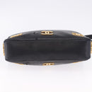 CHANEL Triple Coco Chain Shoulder Tote Bag Leather Black Gold CC Auth 198357-9