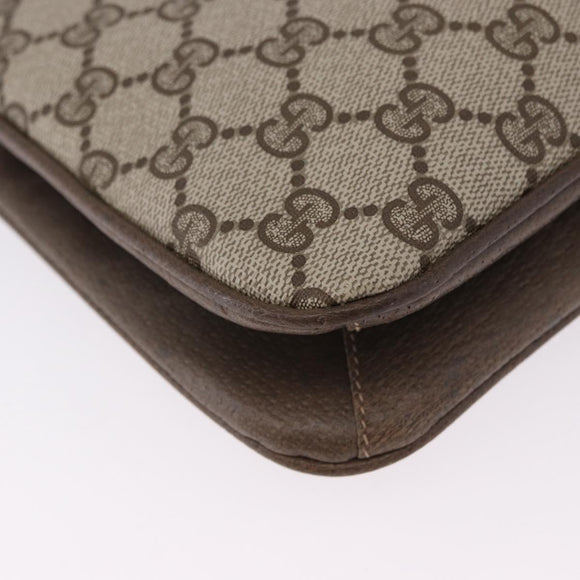 GUCCI GG Supreme Tote Bag PVC Leather Beige Gold Tone 86 02 021 Auth 198358