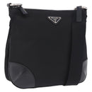 PRADA Shoulder Bag Nylon Black Silver Auth 198359V-1