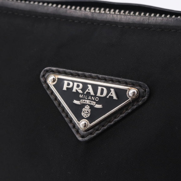 PRADA Shoulder Bag Nylon Black Silver Auth 198359V