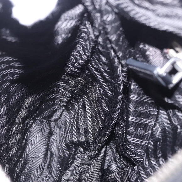 PRADA Shoulder Bag Nylon Black Silver Auth 198359V