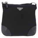 PRADA Shoulder Bag Nylon Black Silver Auth 198359V-13