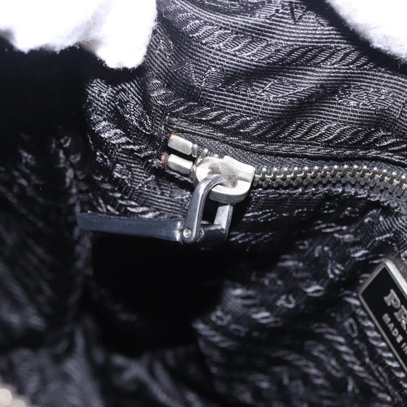 PRADA Shoulder Bag Nylon Black Silver Auth 198359V