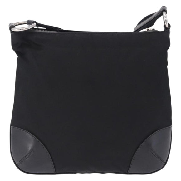 PRADA Shoulder Bag Nylon Black Silver Auth 198359V