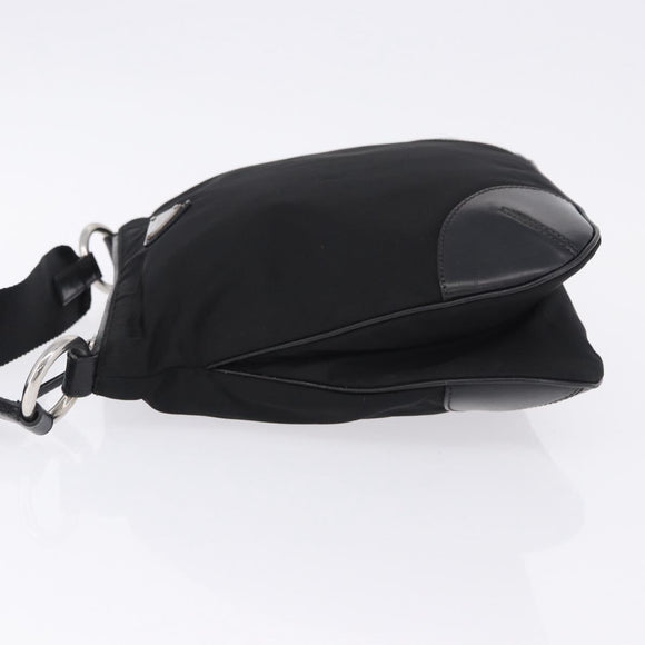 PRADA Shoulder Bag Nylon Black Silver Auth 198359V