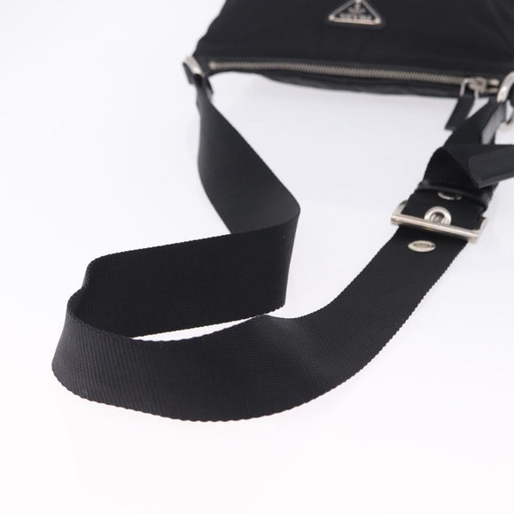 PRADA Shoulder Bag Nylon Black Silver Auth 198359V