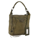 BALENCIAGA The Day Shoulder Bag Leather Khaki 140442 Auth 198360-1