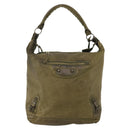 BALENCIAGA The Day Shoulder Bag Leather Khaki 140442 Auth 198360-13