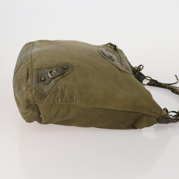 BALENCIAGA The Day Shoulder Bag Leather Khaki 140442 Auth 198360