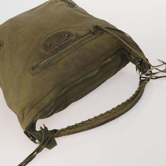 BALENCIAGA The Day Shoulder Bag Leather Khaki 140442 Auth 198360