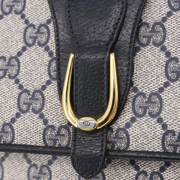 GUCCI GG Supreme Shoulder Bag PVC Leather Navy Gold Tone 904 02 050 Auth 198361