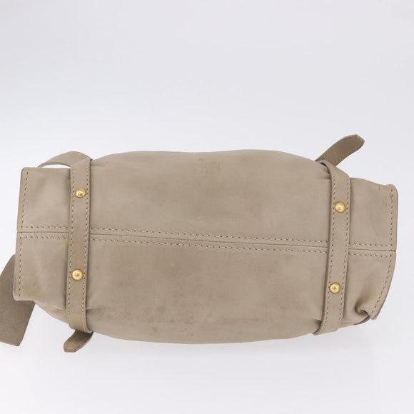 Miu Miu Tote Bag Leather Beige Gold Tone Auth 198364A
