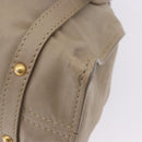 Miu Miu Tote Bag Leather Beige Gold Tone Auth 198364A-15
