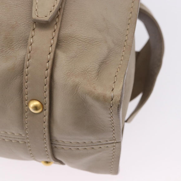 Miu Miu Tote Bag Leather Beige Gold Tone Auth 198364A