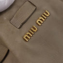 Miu Miu Tote Bag Leather Beige Gold Tone Auth 198364A-18