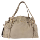 Miu Miu Tote Bag Leather Beige Gold Tone Auth 198364A-13
