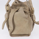 Miu Miu Tote Bag Leather Beige Gold Tone Auth 198364A-5