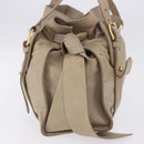 Miu Miu Tote Bag Leather Beige Gold Tone Auth 198364A-6