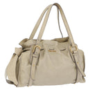 Miu Miu Tote Bag Vitello Lux Leather Beige Gold Auth 198369M-1