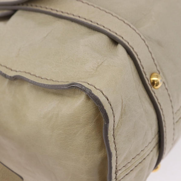 Miu Miu Tote Bag Vitello Lux Leather Beige Gold Auth 198369M