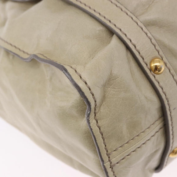 Miu Miu Tote Bag Vitello Lux Leather Beige Gold Auth 198369M