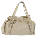 Miu Miu Tote Bag Vitello Lux Leather Beige Gold Auth 198369M-2