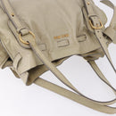 Miu Miu Tote Bag Vitello Lux Leather Beige Gold Auth 198369M-6