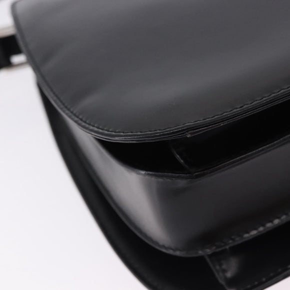 GUCCI Shoulder Bag Patent Black Silver 007 2046 Auth 198371