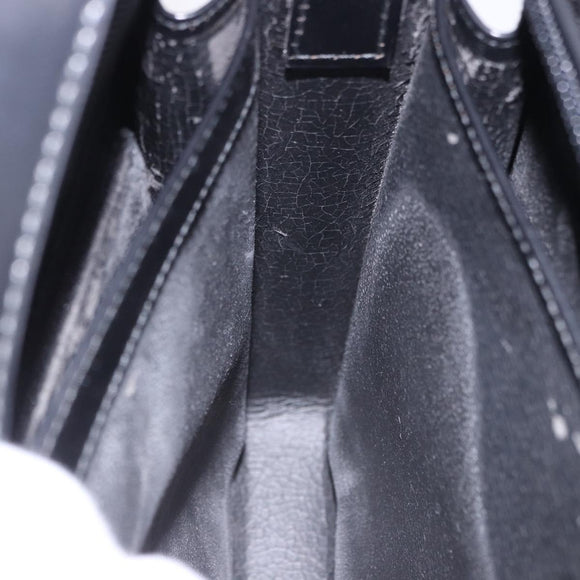 GUCCI Shoulder Bag Patent Black Silver 007 2046 Auth 198371