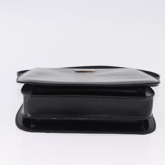 GUCCI Shoulder Bag Patent Black Silver 007 2046 Auth 198371